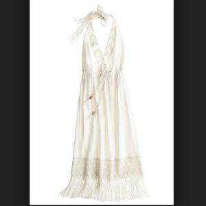 Calypso White Macrame Halter Dress